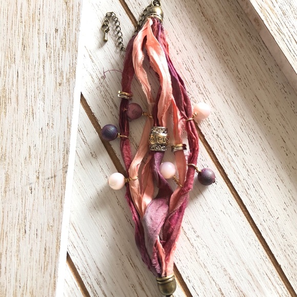 🍍HP🍍 Handmade Sari Silk and Gemstone Bracelet - Picture 3 of 6